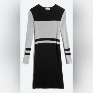 Rd Style’s Maren Knit Black & Grey Long Sleeve Fitted Sweater Dress